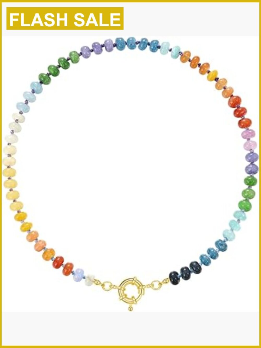 Boho Bead Gemstone Choker Necklace Natural Stone Handmade Gold Plated